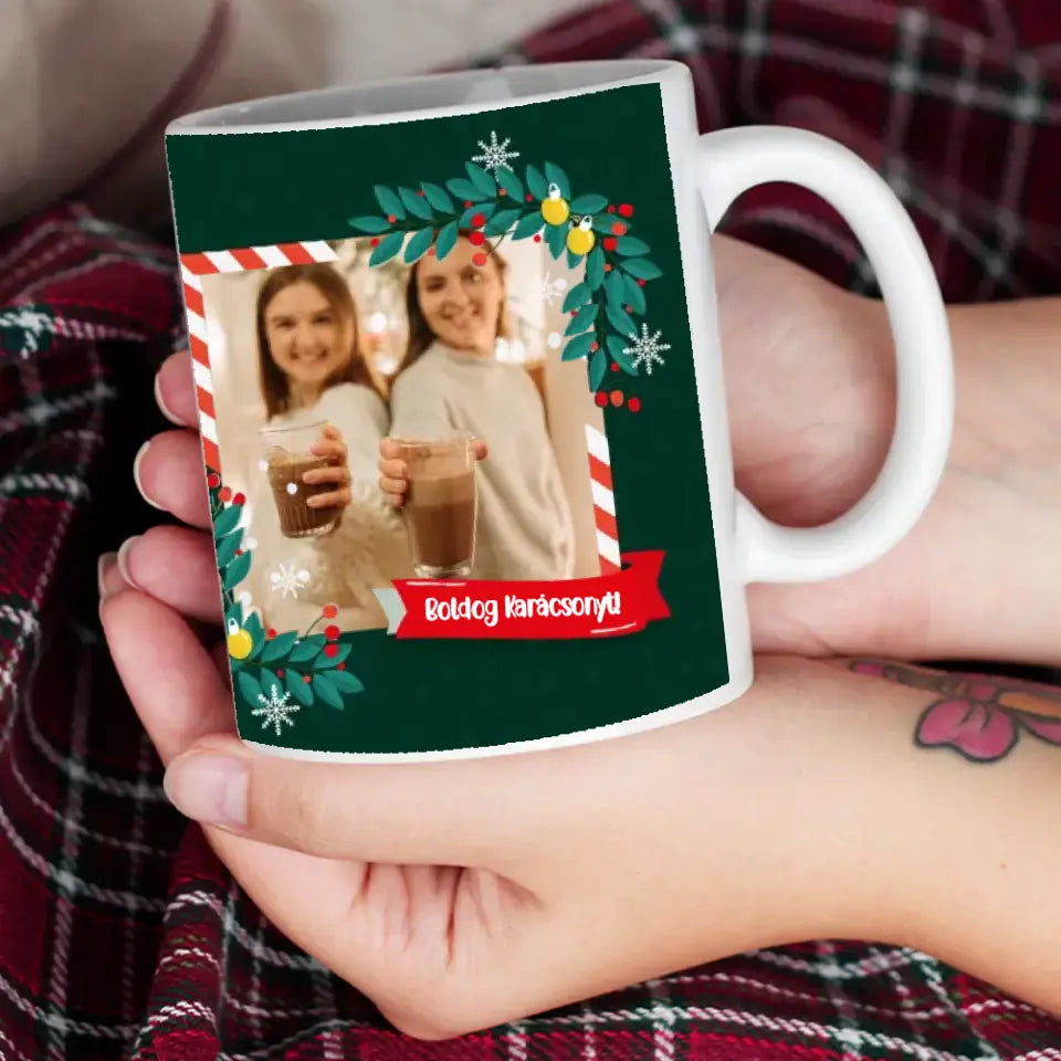 Egyedi képes karácsonyi ajándék bögre 2 képpel