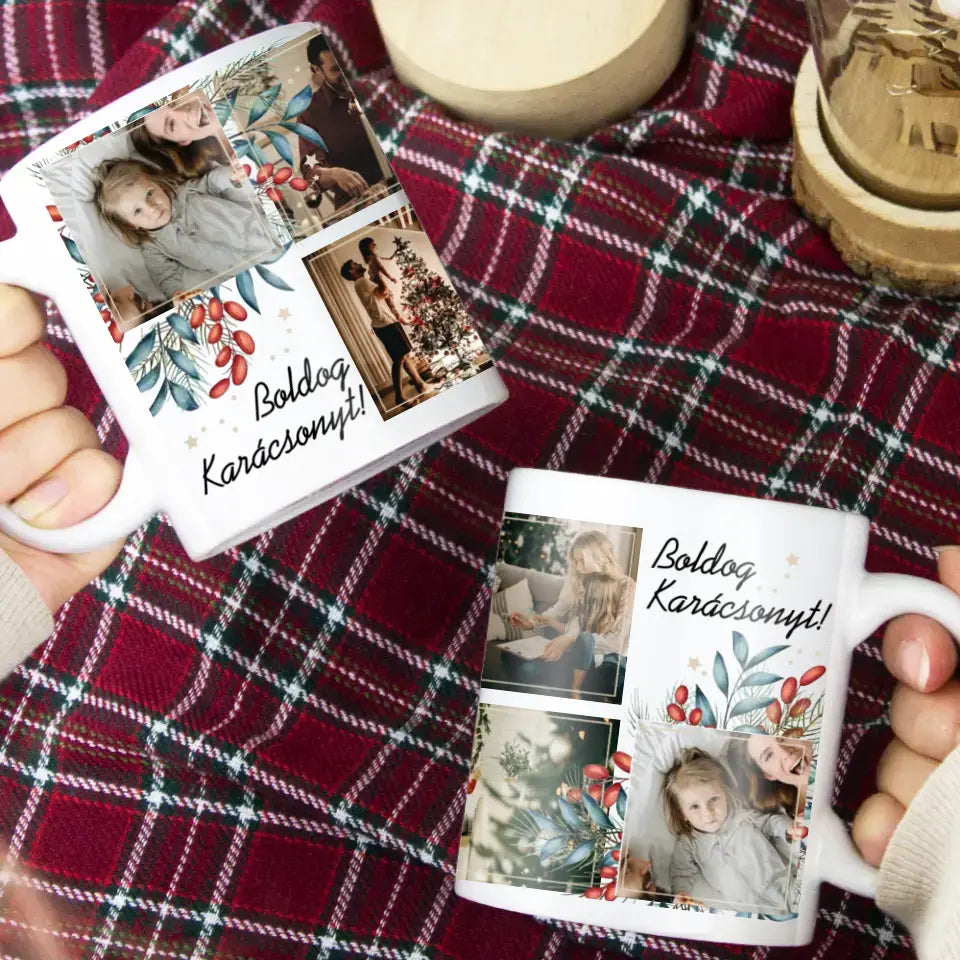 Rajzolt karácsonyi ajándék bögre egyedi képpel copy