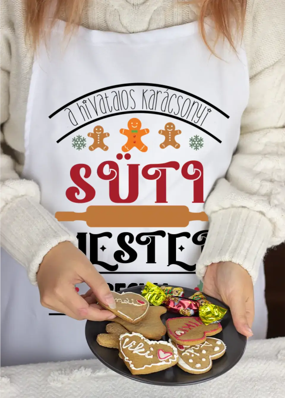Süti mester karácsonyi kötény névvel