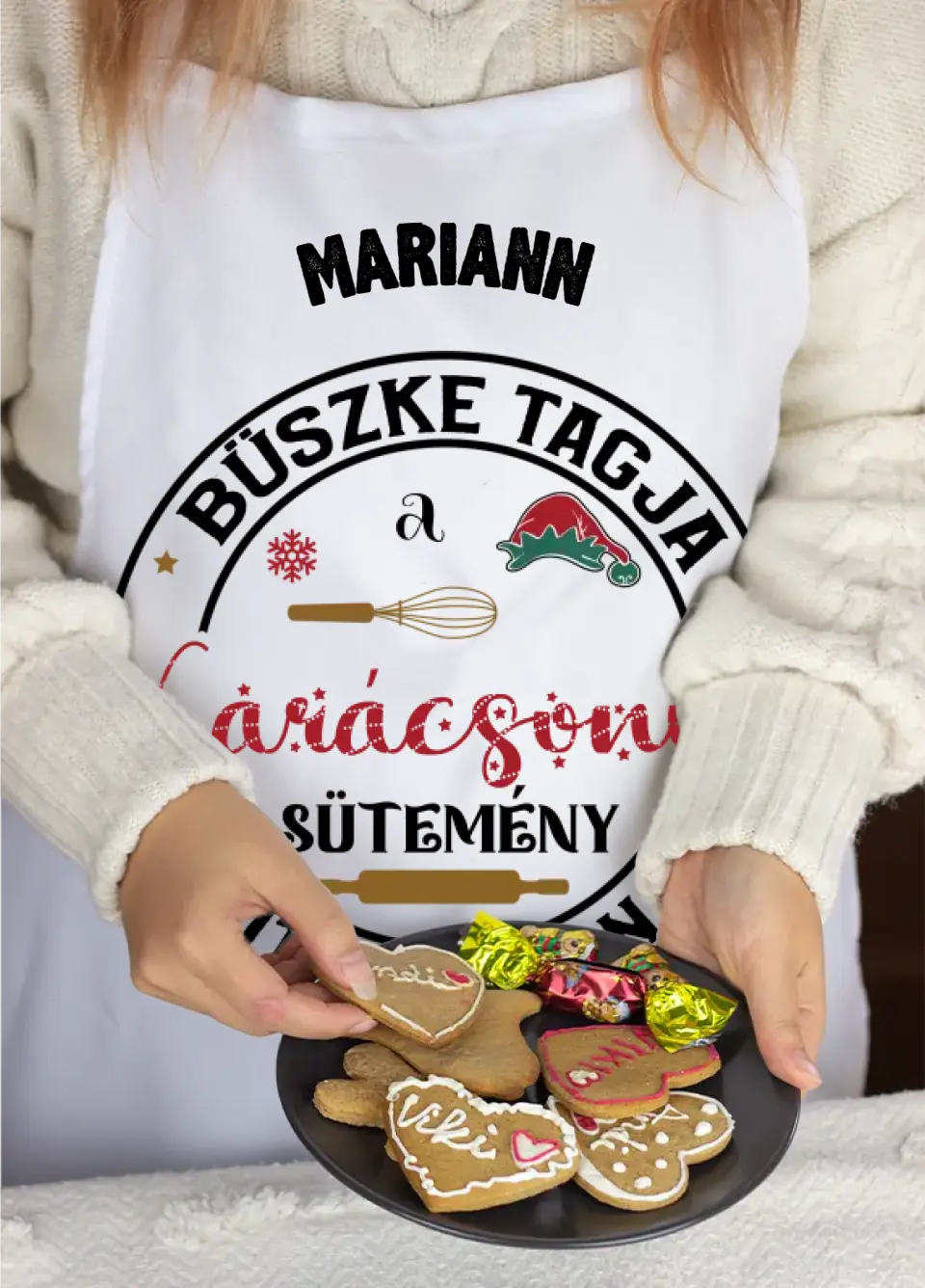Sütemény sütő klub karácsonyi kötény névvel