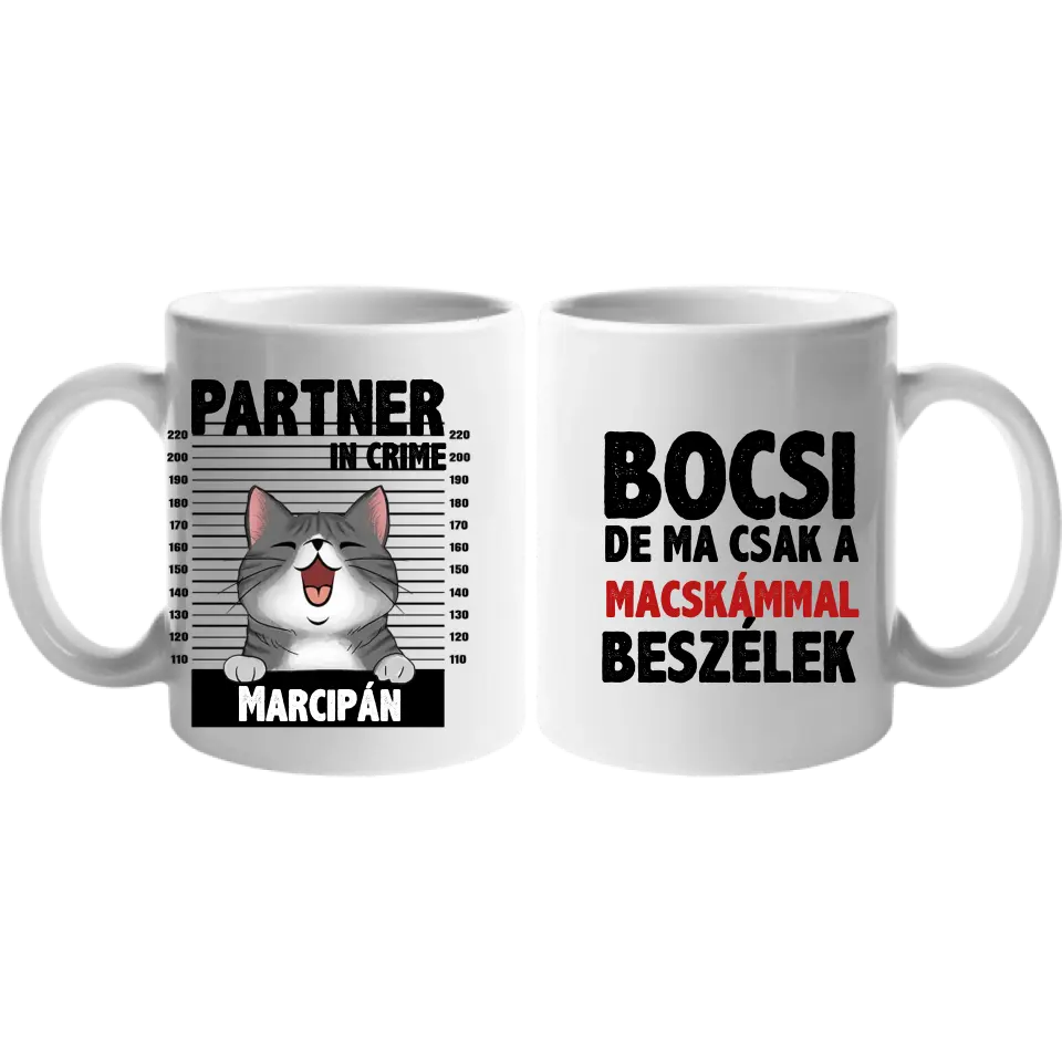 Ma csak a macskámmal beszélek bögre szerkeszthető karakterekkel