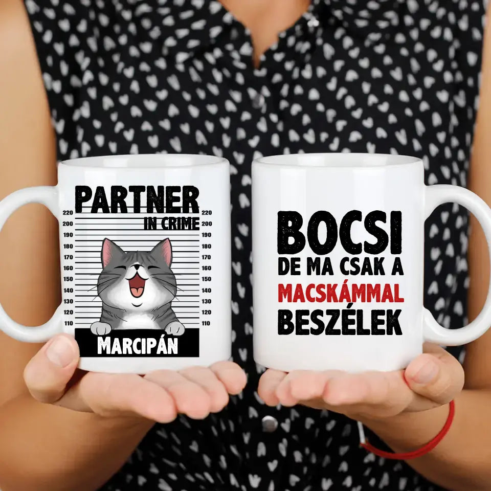 Ma csak a macskámmal beszélek bögre szerkeszthető karakterekkel