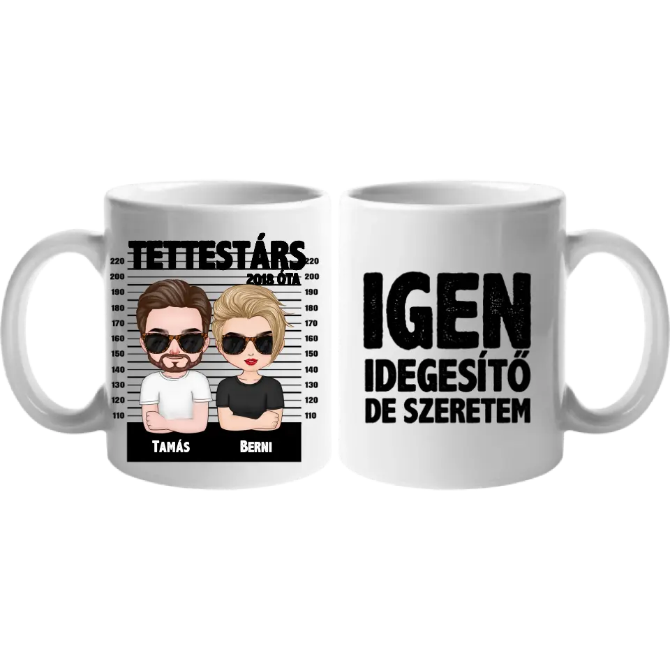 Egyedi bögre pároknak szerkeszthető karakterekkel