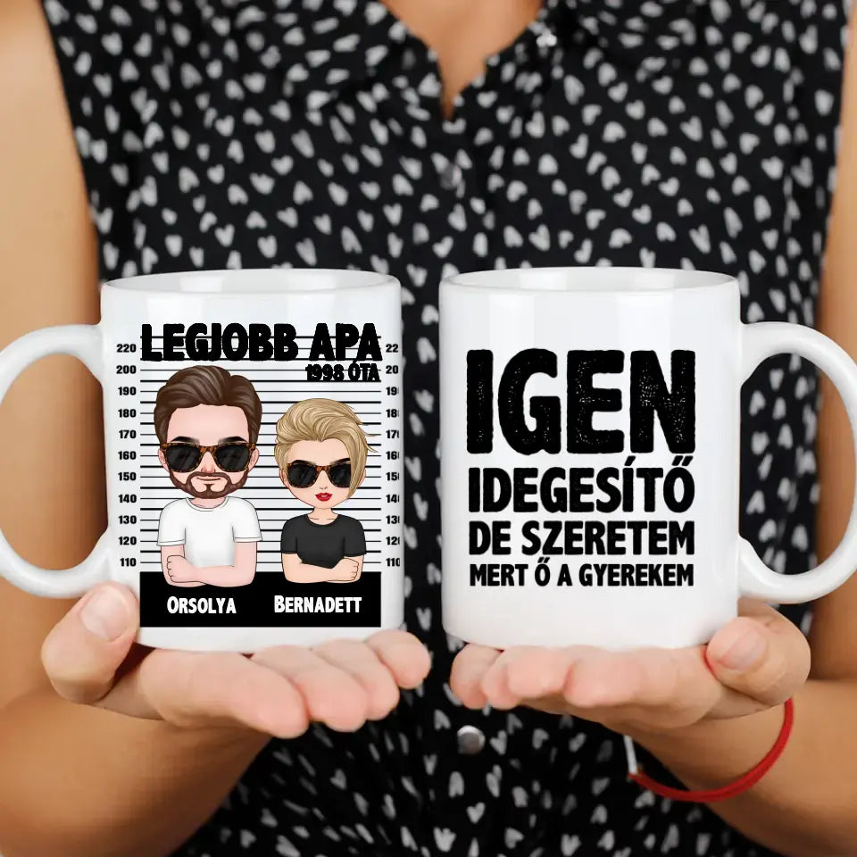 Apa gyermekeivel bögre szerkeszthető karakterekkel