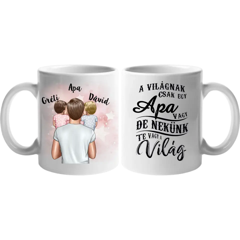 Apa két kisbabával egyedi bögre