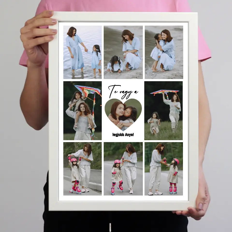 Fotókollázs falikép Anyáknak szívvel a közepén