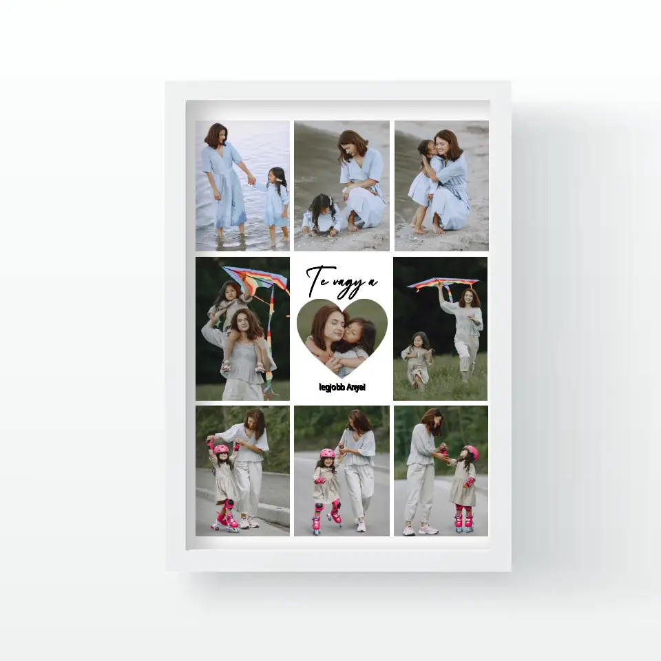 Fotókollázs falikép Anyáknak szívvel a közepén