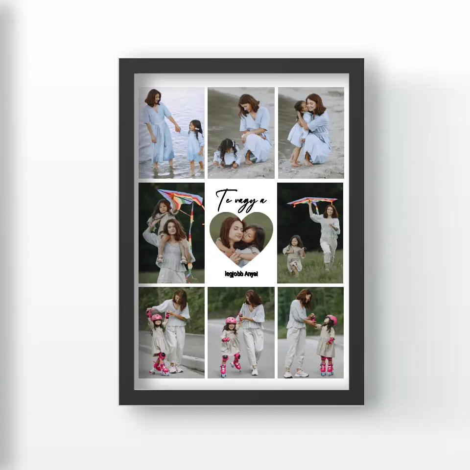 Fotókollázs falikép Anyáknak szívvel a közepén