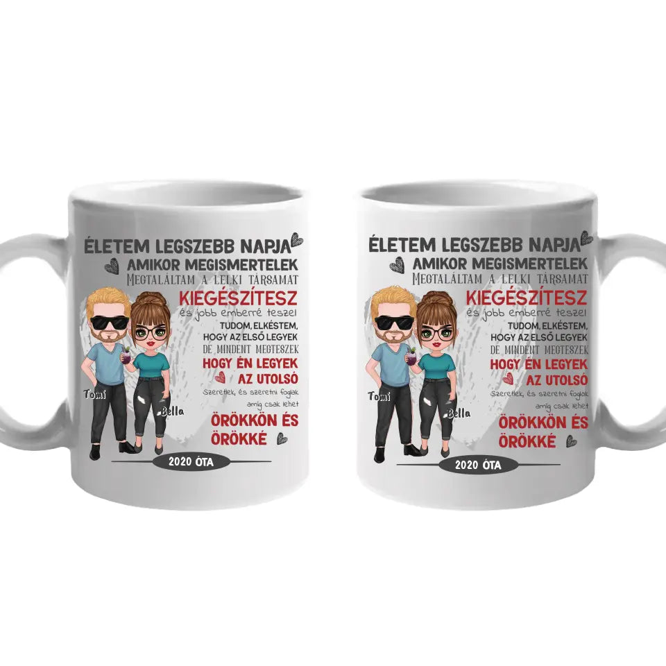 Amikor megismertelek szerkeszthető karakteres valentin napi bögre