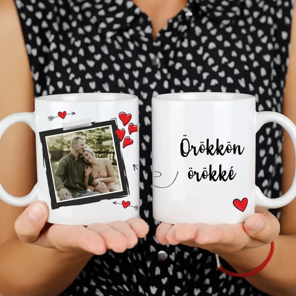 Valentin napi szíves egyedi képes bögre