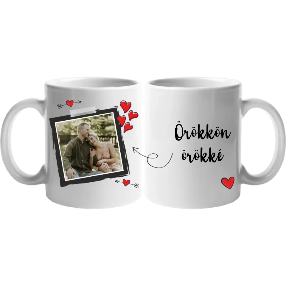 Valentin napi szíves egyedi képes bögre