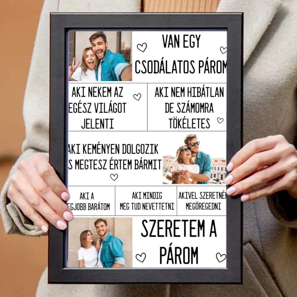 Egyedi Valentin napi falikép a párodnak 3 fényképpel