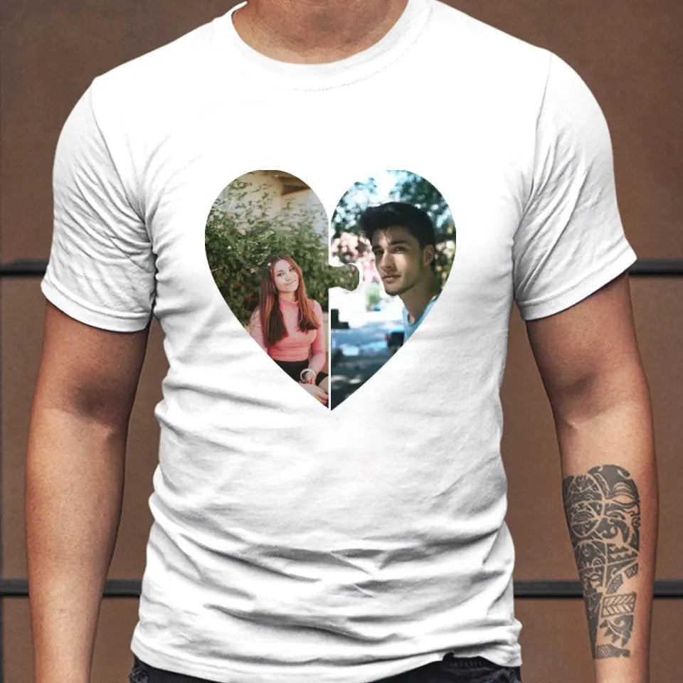 Szív puzzle egyedi képes férfi póló