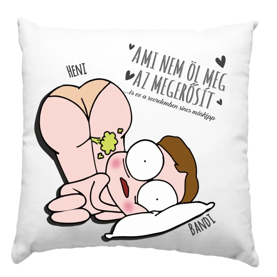 Szerkeszthető Valentin napi párna vicces mintával 2 db-os csomagban