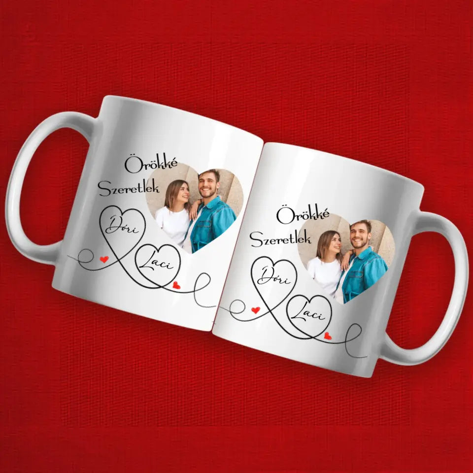 Egyedi képes és neves Valentin napi bögre szett párban