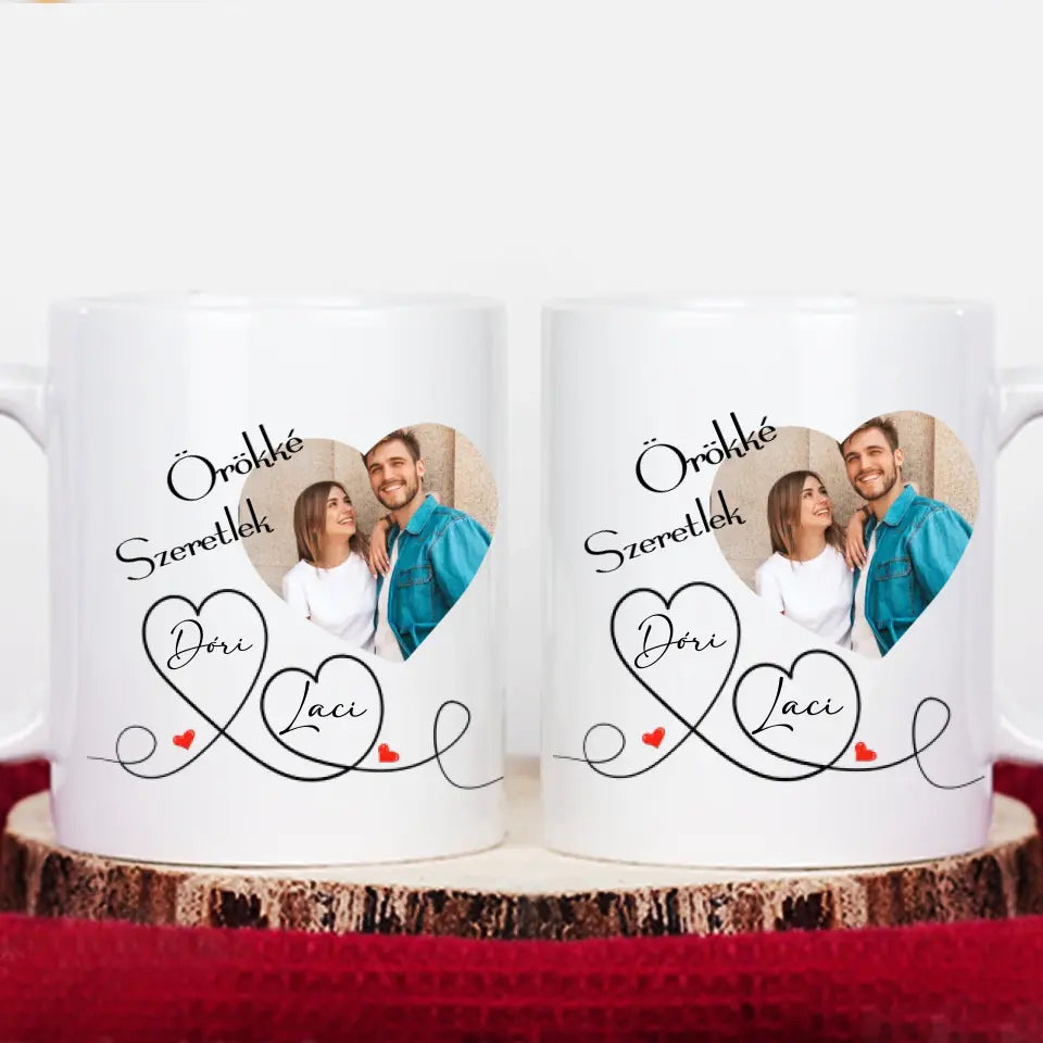 Egyedi képes és neves Valentin napi bögre szett párban