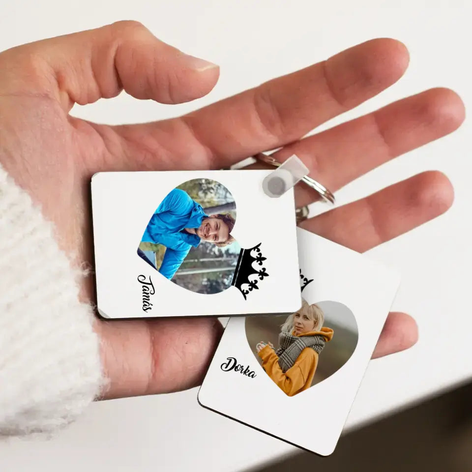 King & Queen 2 db-os páros kulcstartó fényképpel