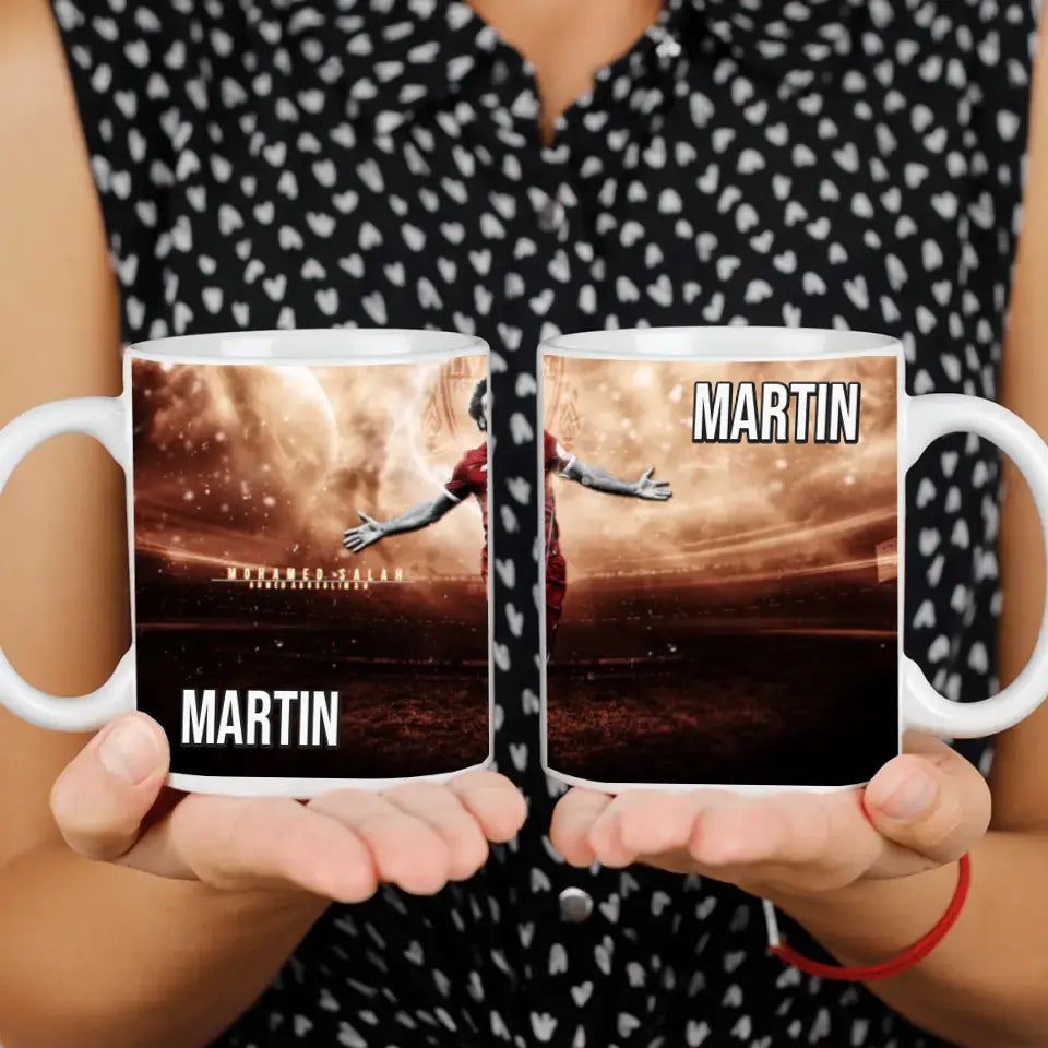 Mohamed Salah Liverpool ajándék bögre egyedi névvel