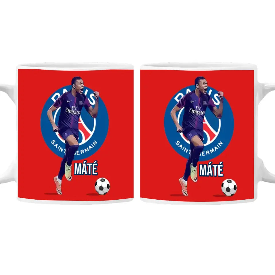 Kilian Mbappé Paris Saint-Germain egyedi neves bögre
