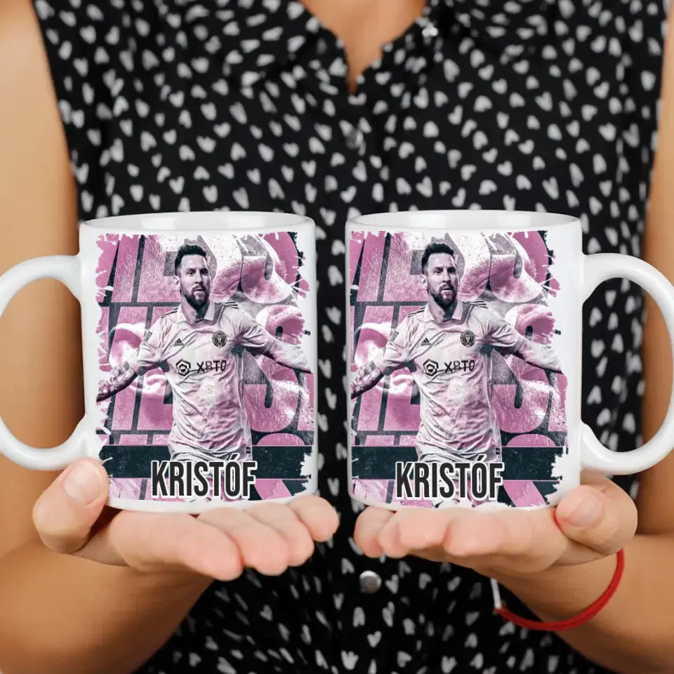 Egyedi neves focis bögre Messi Miami