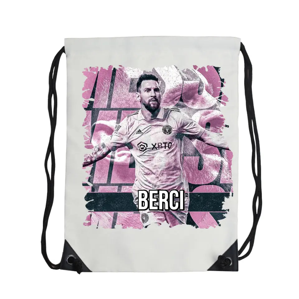 Személyre szabható Messi Miami egyedi neves tornazsák