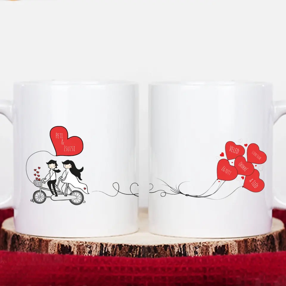 Valentin napi összeillesztős bögre szett, szerkeszthető feliratokkal