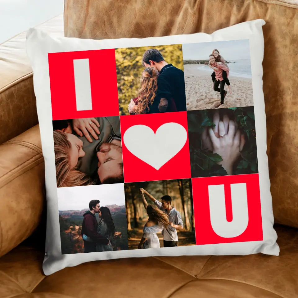 I Love You egyedi fényképes párna