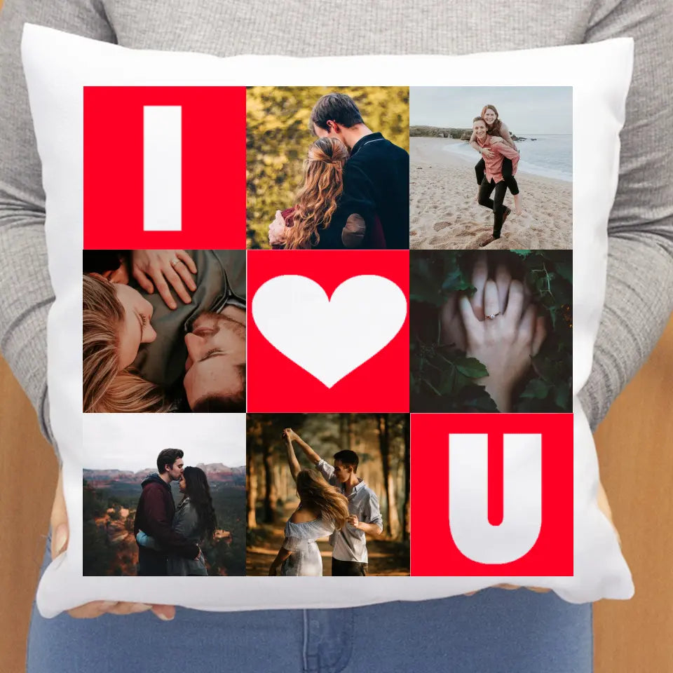 I Love You egyedi fényképes párna