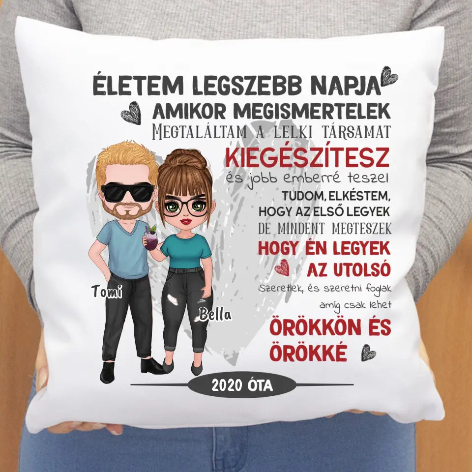 Életem legszebb napja szerkeszthető karakteres valentin napi párna