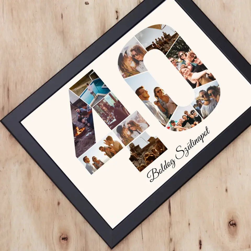 Negyvenes szülinapi montázs falikép