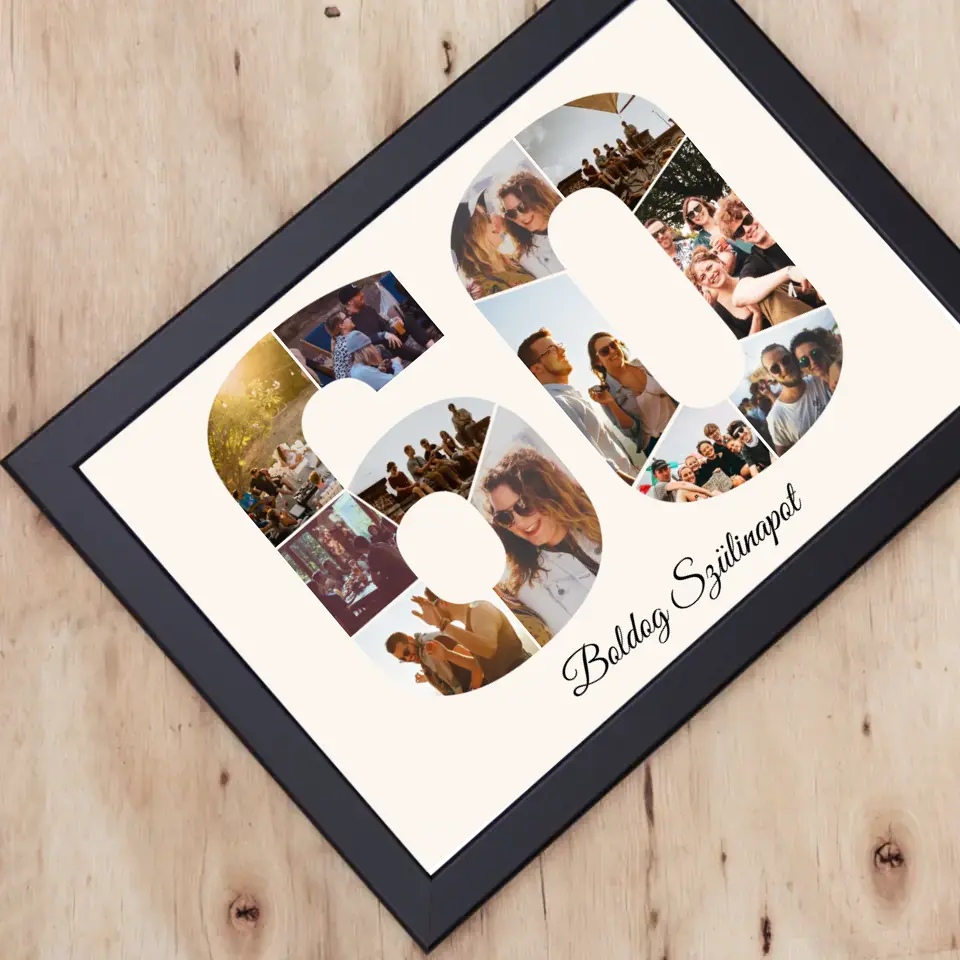 Hatvanas szülinapi montázs falikép