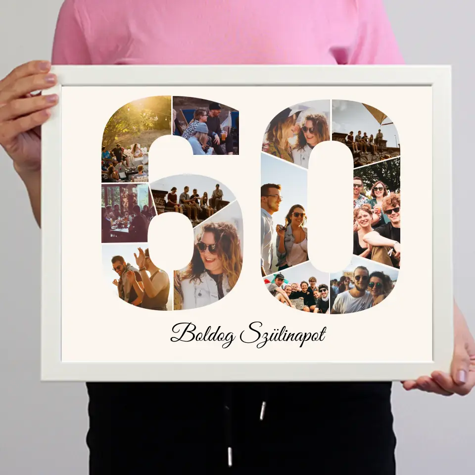 Hatvanas szülinapi montázs falikép