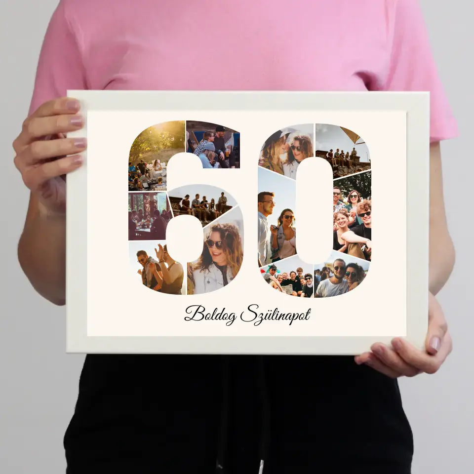 Hatvanas szülinapi montázs falikép