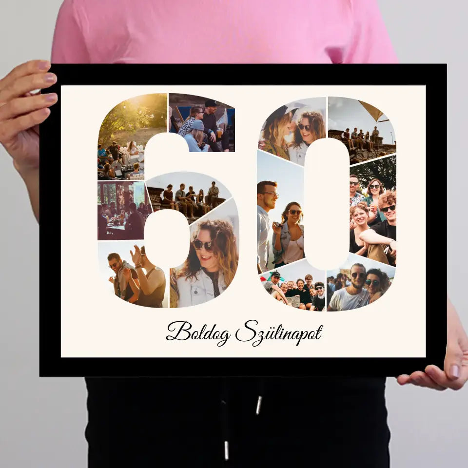 Hatvanas szülinapi montázs falikép