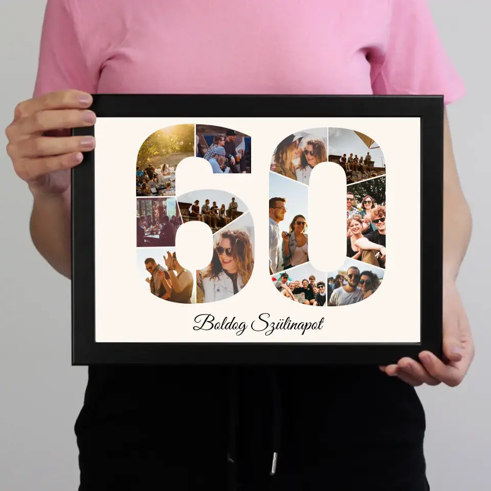 Hatvanas szülinapi montázs falikép
