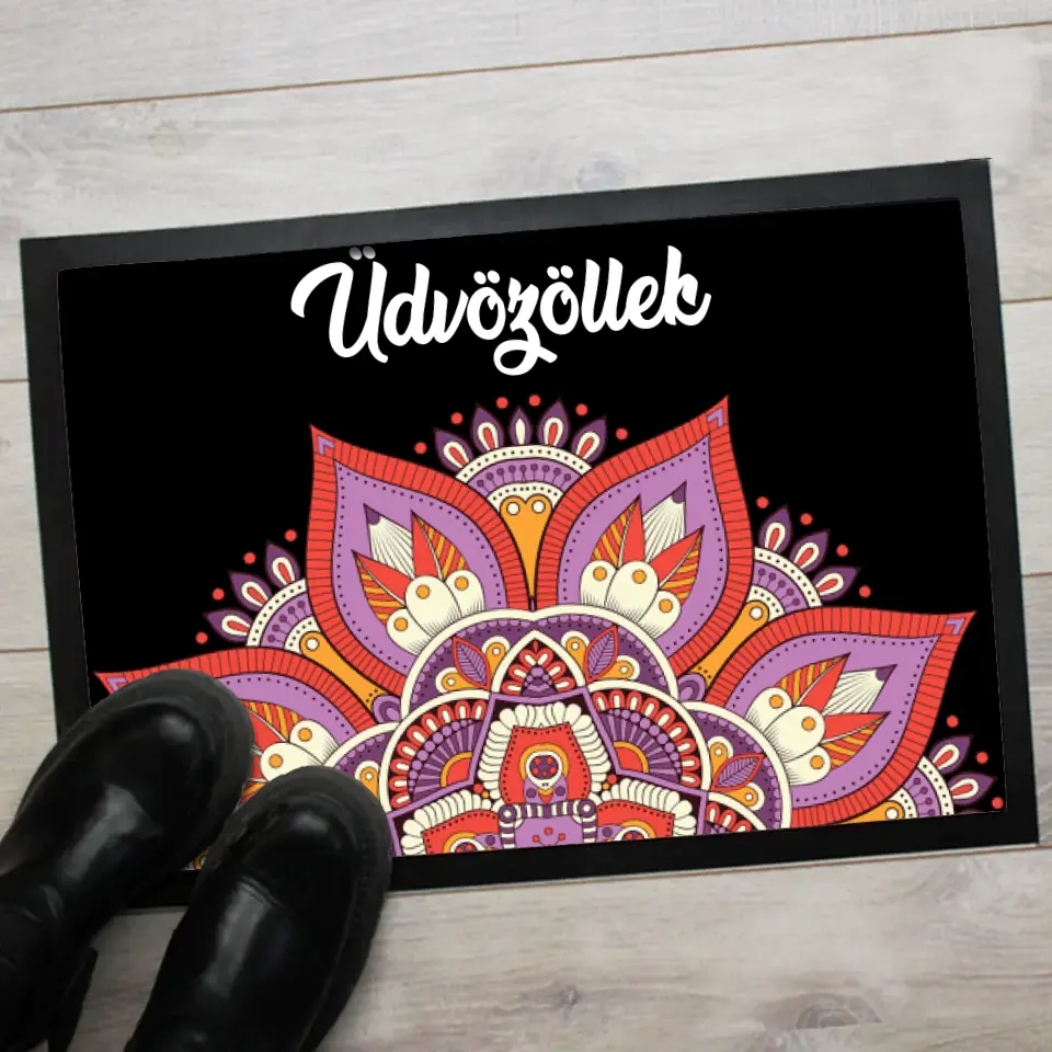 Mandalás lábtörlő egyedi felirattal