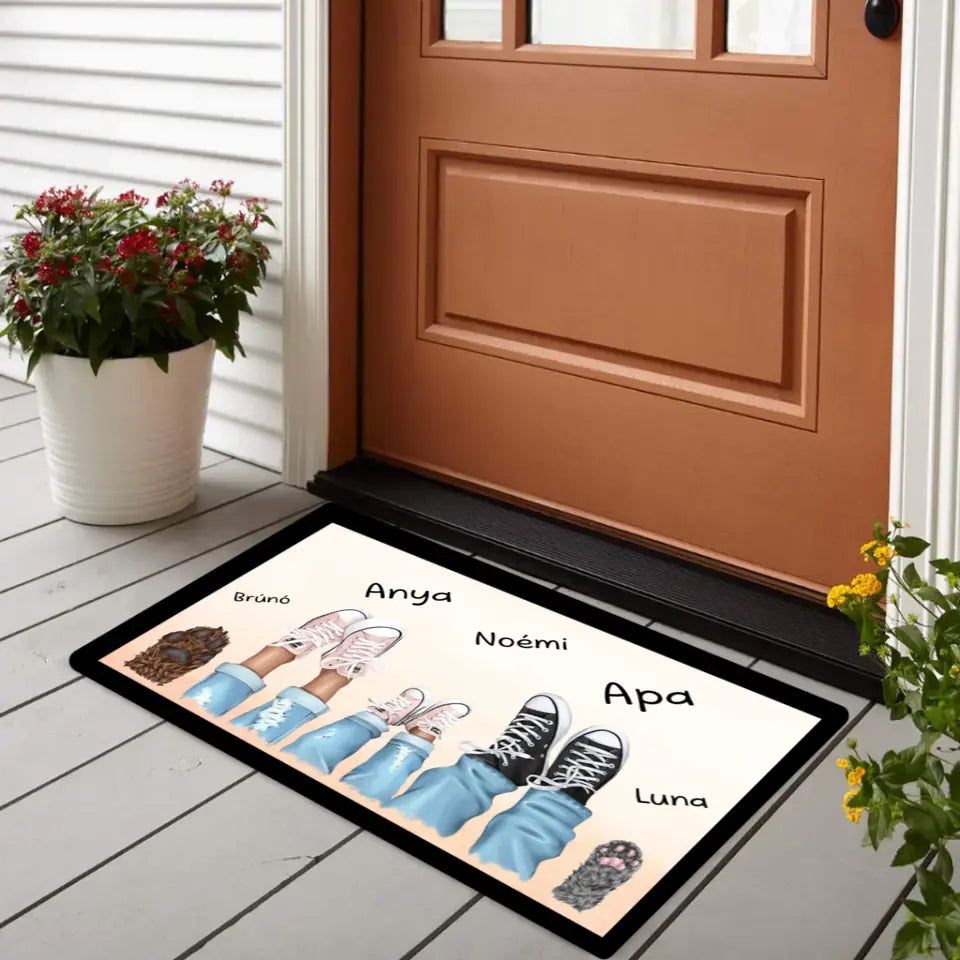 Tornacipős lábtörlő egyedi névvel