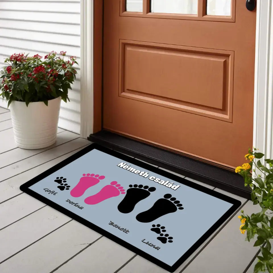 Családi lábnyomos lábtörlő