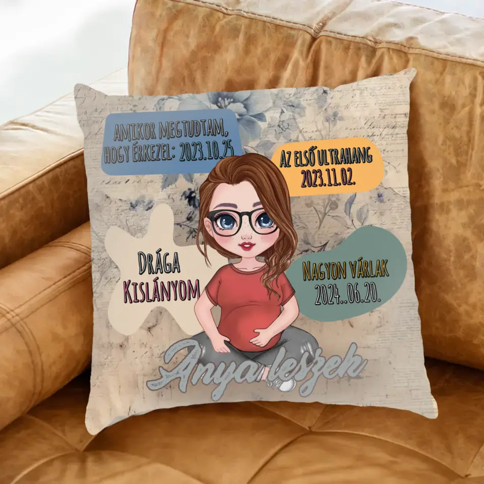 Egyedi cuki karakteres Anya leszek telinyomatos FullPrint párna