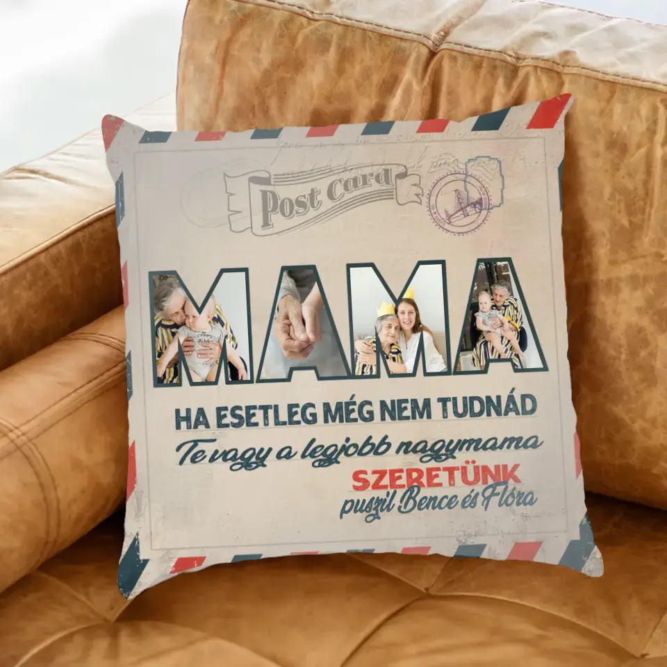 Egyedi képes Te vagy a legjobb nagymama Anyák Napi párna telinyomattal