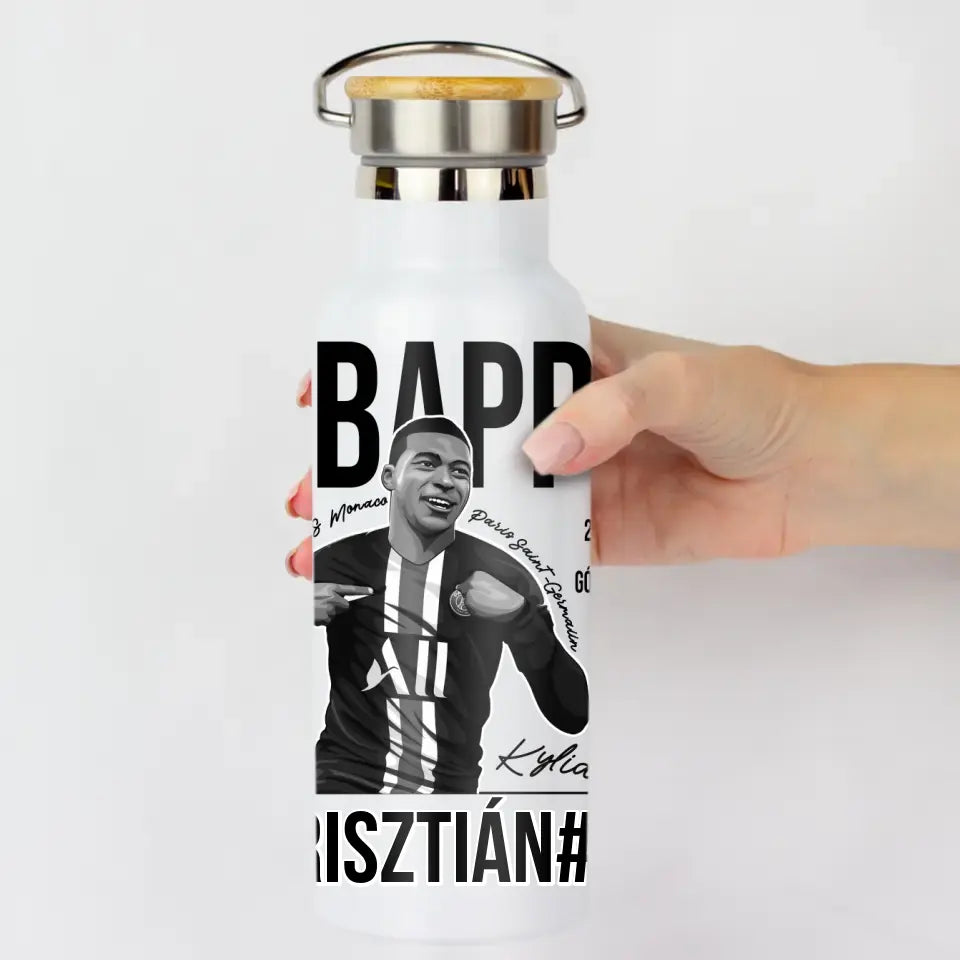 Személyre szabható MBappe focis ajándék kulacs gyerekeknek