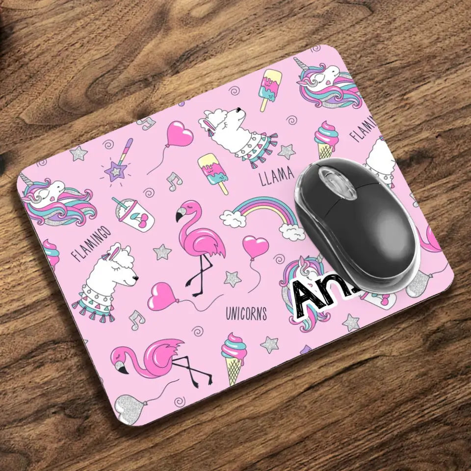 Llama unikornis flamingó egérpad saját névvel