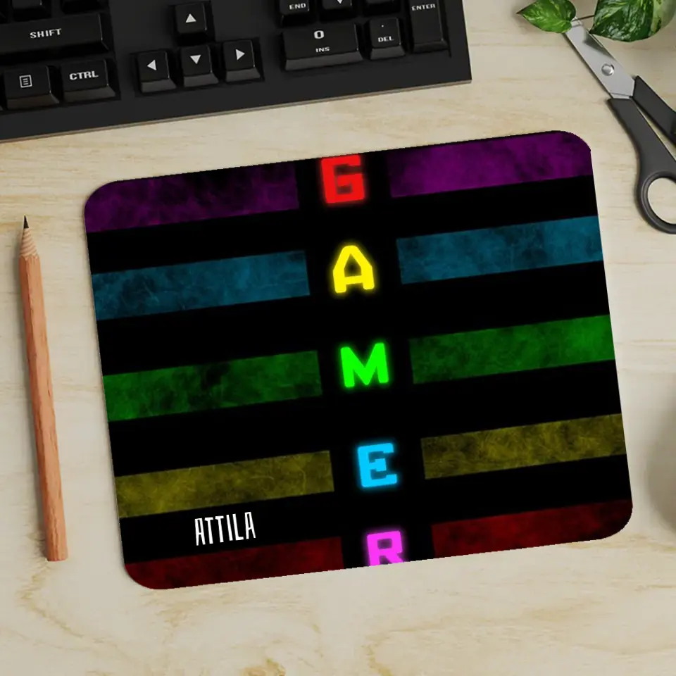 Gamer feliratos egérpad egyedi névvel