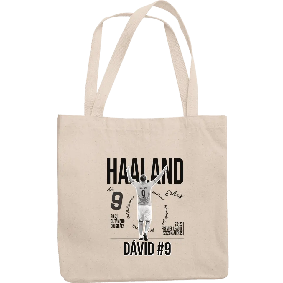 Személyre szabható ajándék focis vászontáska - Haaland