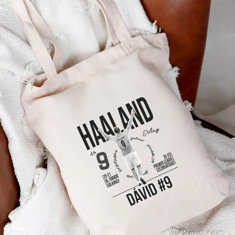 Személyre szabható ajándék focis vászontáska - Haaland