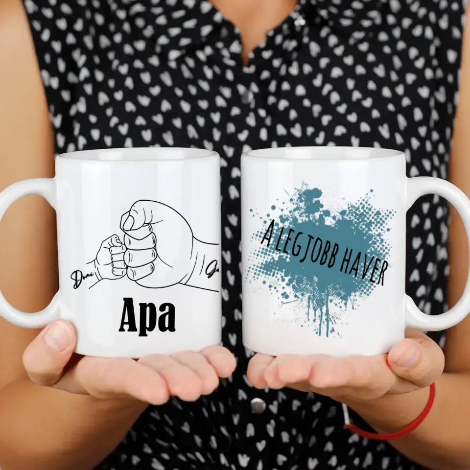 Szerkeszthető egyedi neves ajándék bögre Apáknak