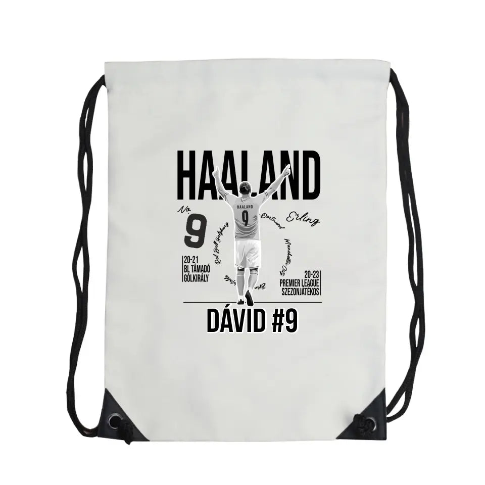 Személyre szabható ajándék focis tornazsák - Haaland