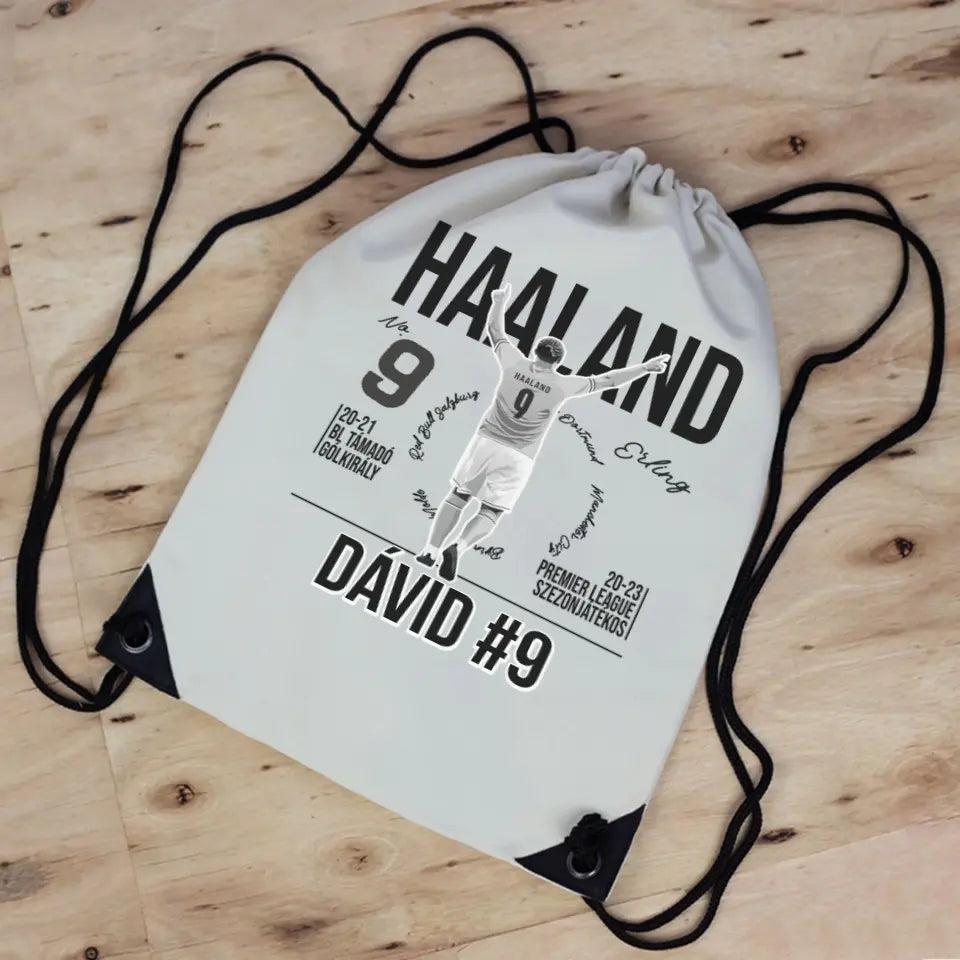 Személyre szabható ajándék focis tornazsák - Haaland