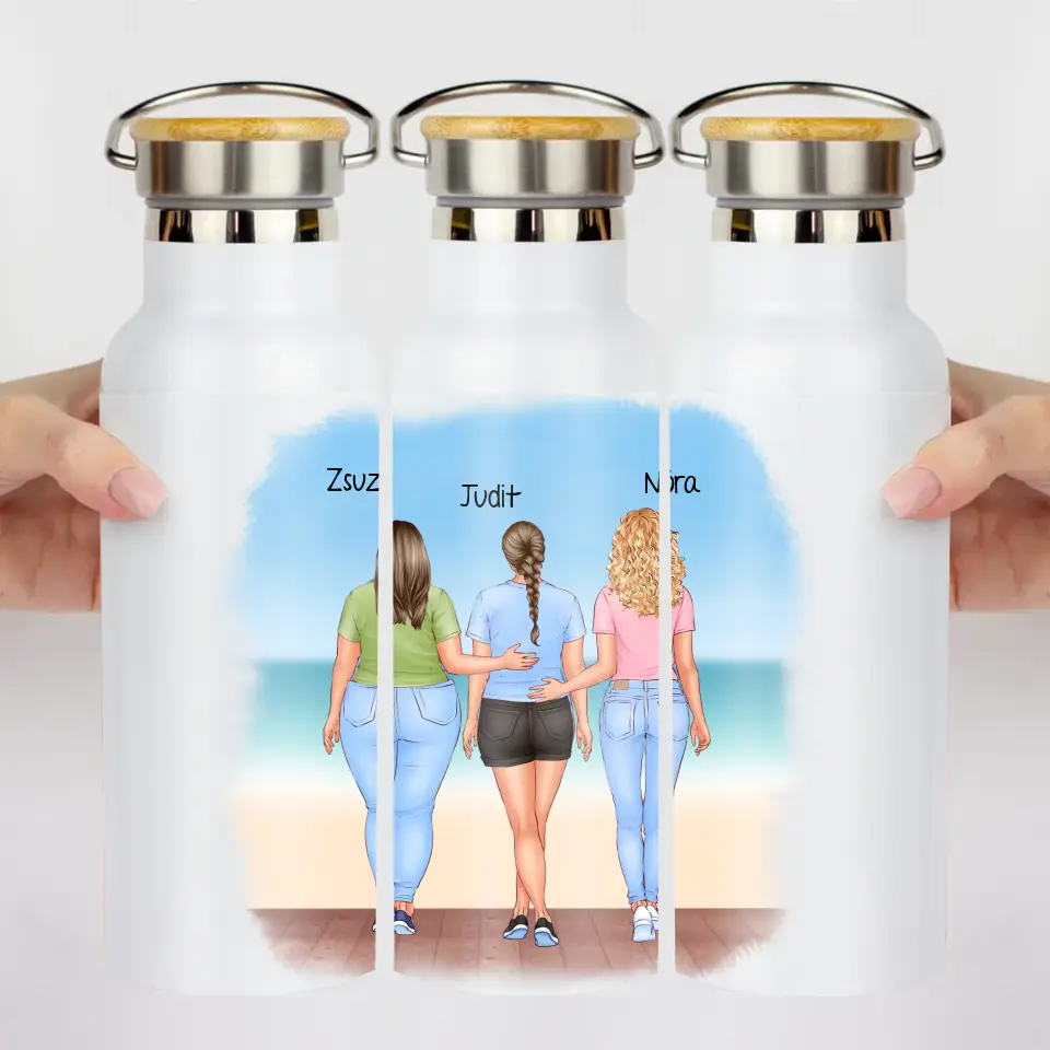 Bambusz fedeles szerkeszthető karakteres kulacs Legjobb Barátnőknek
