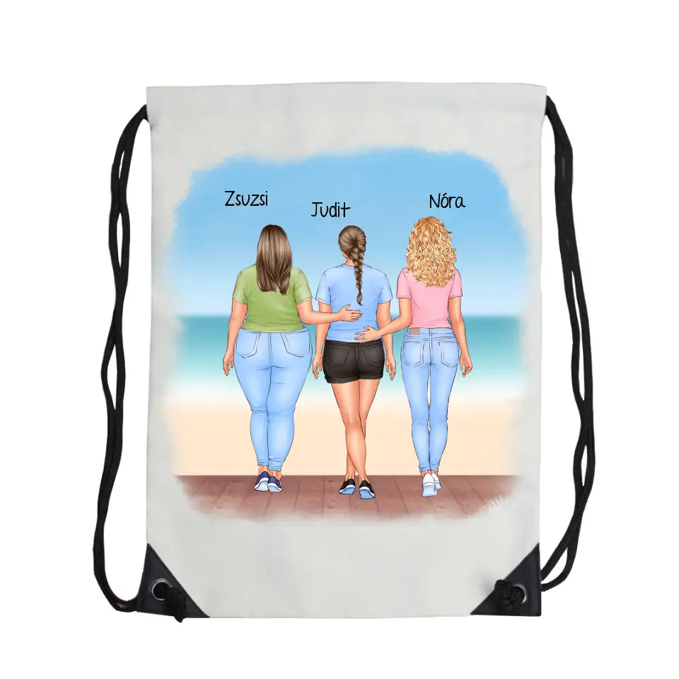 Szerkeszthető karakteres egyedi ajándék tornazsák Legjobb Barátnőknek